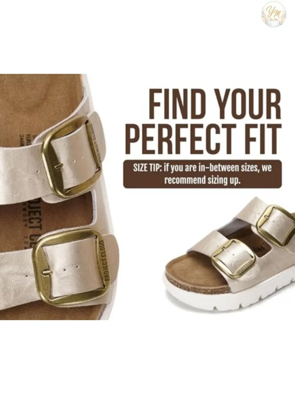 Genuine Leather Women's Platform Sandals Cork Footbed Slip-On 1.7 Inch